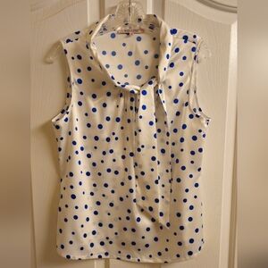 Review Australia Sleeveless Blouse White with Blue Polka Dots, AU12
